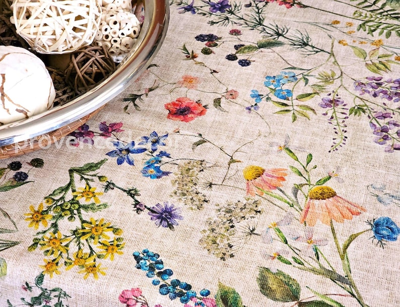 AMELIE WILDFLOWERS Rectangle Coated Tablecloth French Oilcloth Wipeable Fabric Rectangular Table Cover Wedding Birthday Party Gifts imagen 6