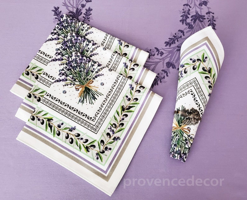 PROVENCE LAVENDER NATURAL French Decorative Napkin Set High Quality Absorbent Soft Printed Cotton Napkins Flowers Table Home Decor Gifts imagem 2