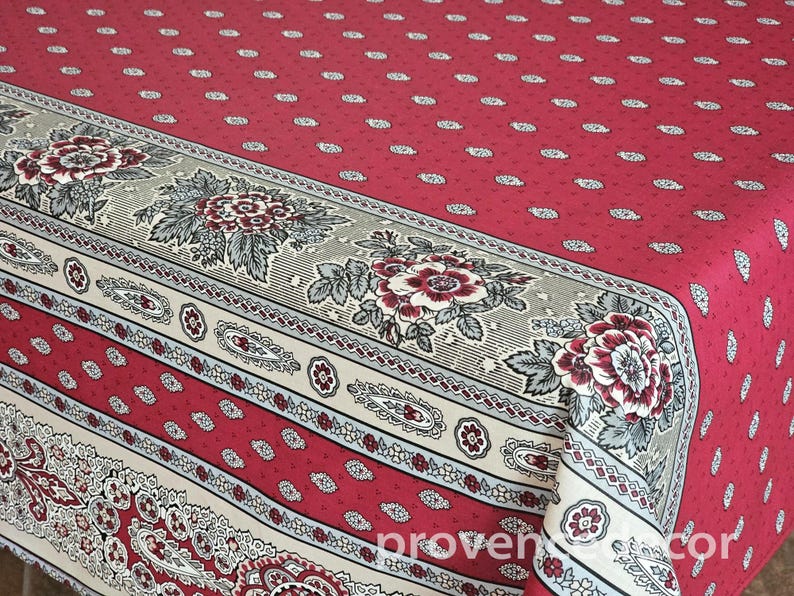 ProvenceDecorUSA Bastide French Country Cotton Coated Tablecloth - Thumbnail 2