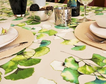 60" GISELLE FLOWERS Trendy Design Cotton Coated Round Table cloth - French Oilcloth Spill Proof Wipe Off Circular Table Home Decoration Gift