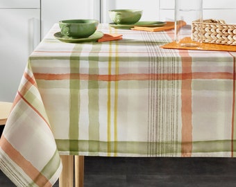 PICARDY Contemporary French Country Rectangle Tablecloths - French Oilcloth Cotton Coated Wipe Off Fabrics - Rectangular Party Table Cover