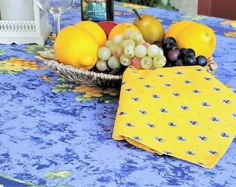 AVIGNON YELLOW French Decorative Napkin Set - High Quality Soft Absorbent Printed Cotton - Traditional French Country Table Home Decor Gifts
