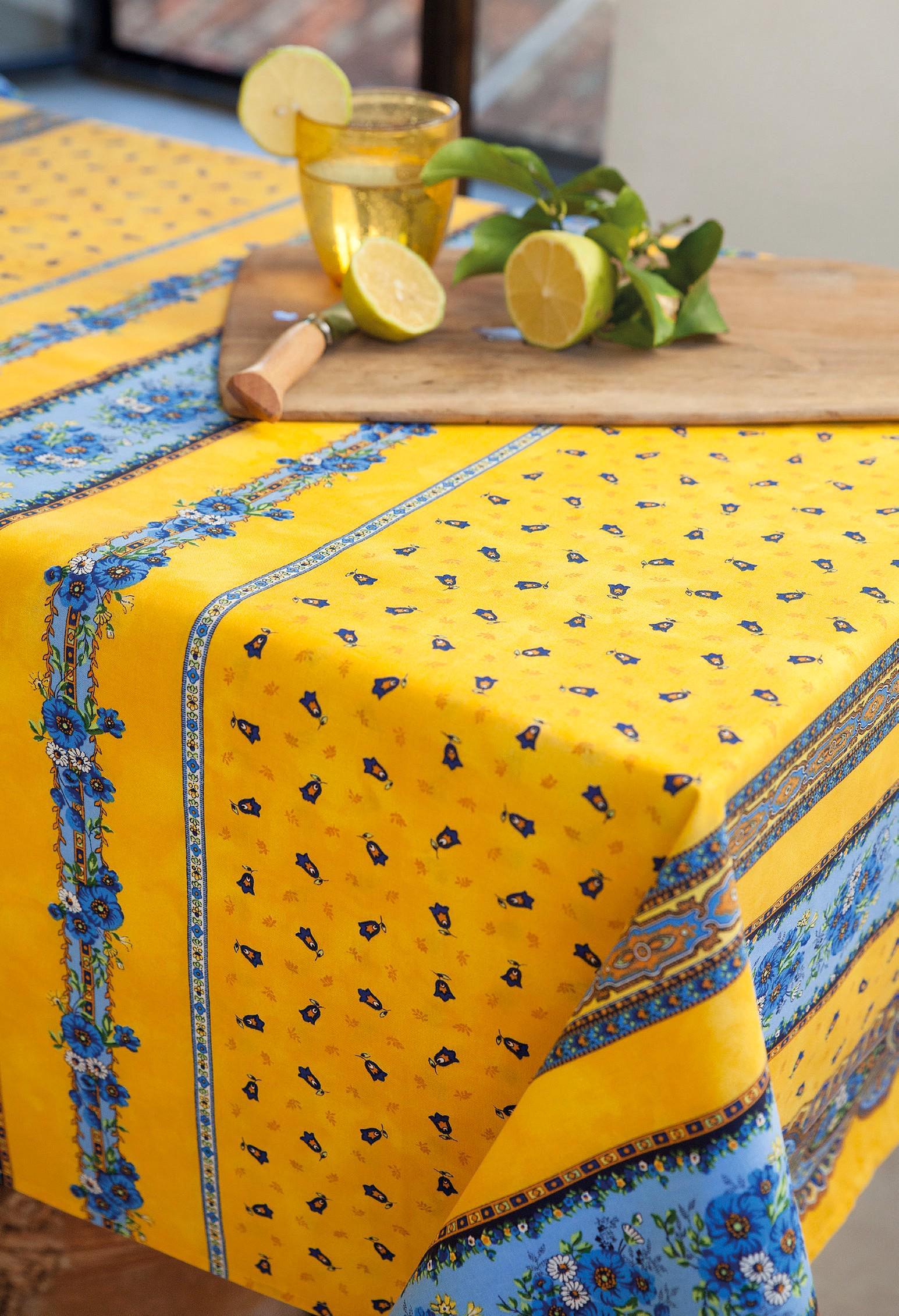 Nappe Jacquard Provence Vent Du Sud, Enduction Teflon, 170x170cm, 100% Coton