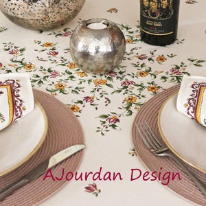 MOUSTIER BURGUNDY Cotton Coated Rectangle Tablecloths - French Oilcloth Spill Proof Wipe Off Cloth- French Country Provence Home Decor Gifts