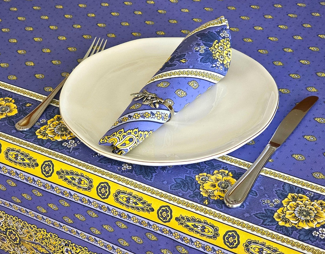 BASTIDE BLUE STRIPED Set of 4 French Country Cloth Napkins