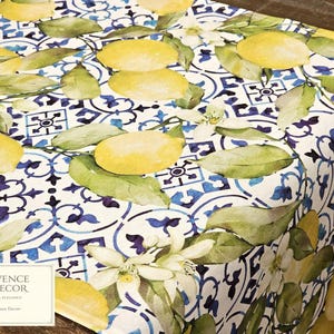70 x 17in Limoncello Lemon Table Runner French Oilcloth Wipeable Table Decor Mediterranean Kitchen Summer Decor Gift
