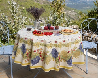 70in ROSES LAVENDER Round Printed Cotton Table cloths French Country Wildflowers Circular Table Cover Wedding Birthday Party Table Decor