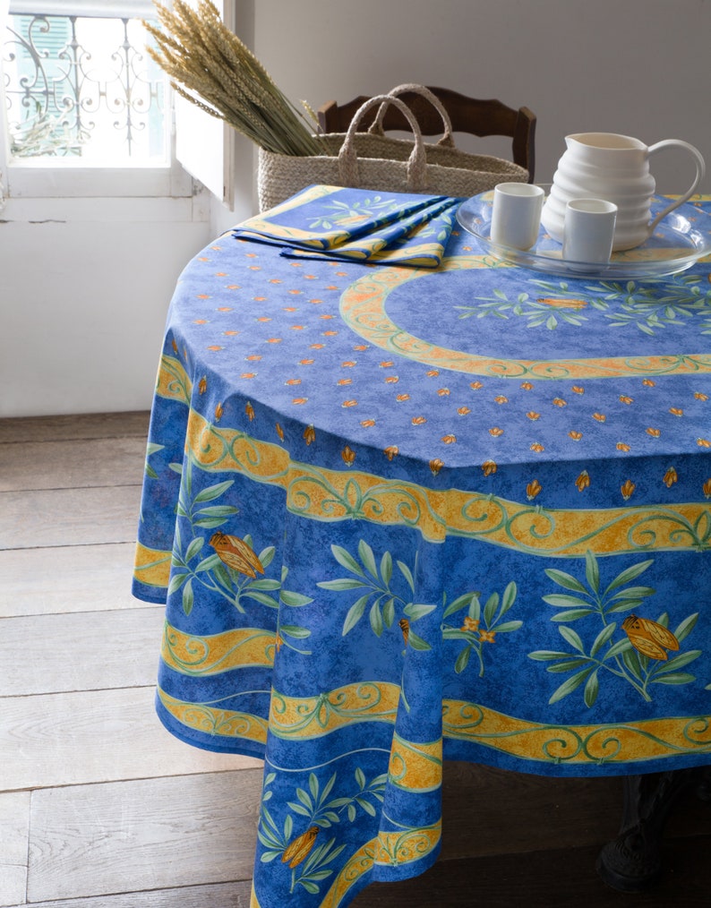 ProvenceDecorUSA Cigale Cotton Coated Tablecloth