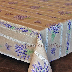 LAVENDER TAUPE Rectangular Cotton Coated Table cloths French Oilcloth Indoor Outdoor Table Decor French Country Lavender Provence Decor