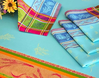 CEZANNE French Jacquard Napkin Set Colorful Mediterranean Table Decor Woven Cotton Dinner Napkin Provence Kitchen Summer Gift Idea