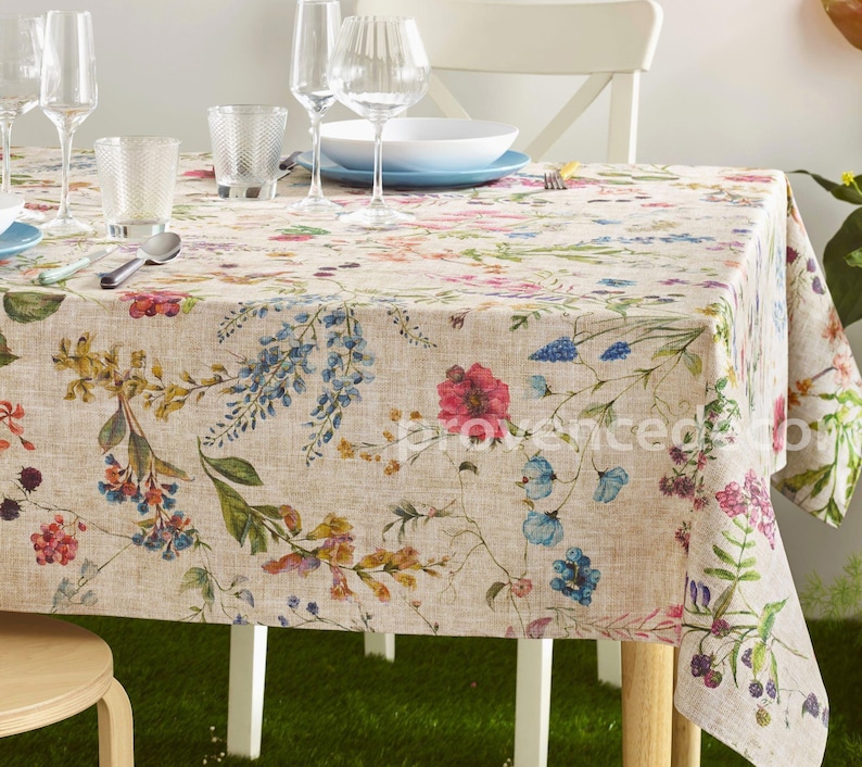 AMELIE French Country Wildflowers Berries FABRIC SAMPLE - French Oilcloth Acrylic Cotton Coated Wipe Off in/outdoor material Arts and Crafts image 7