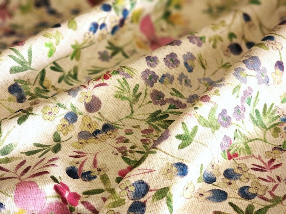 LUANA WILDFLOWERS Fabric SAMPLE: French Oilcloth Acrylic Cotton Coated Wipeable Stain Resistant Material for Home Decoration Arts and Crafts