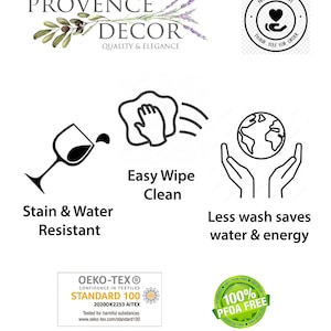 PROVENCE GARDEN LINEN Rectangular Cotton Coated Tablecloth French Herbs Wildflowers Wipe Off Fabric Indoor Outdoor Rectangle Table Decor image 5