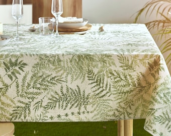 ZEN GARDEN Rectangle French Country Cotton Coated Tablecloths French Oilcloth Spill Proof Wipe Off Cloth Mountain Forest Nature Home Decor