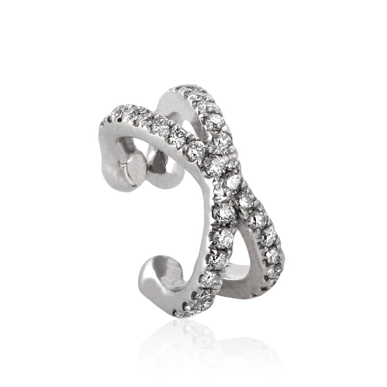 Cross ear cuff double helix diamond ear cuff white gold Etsy