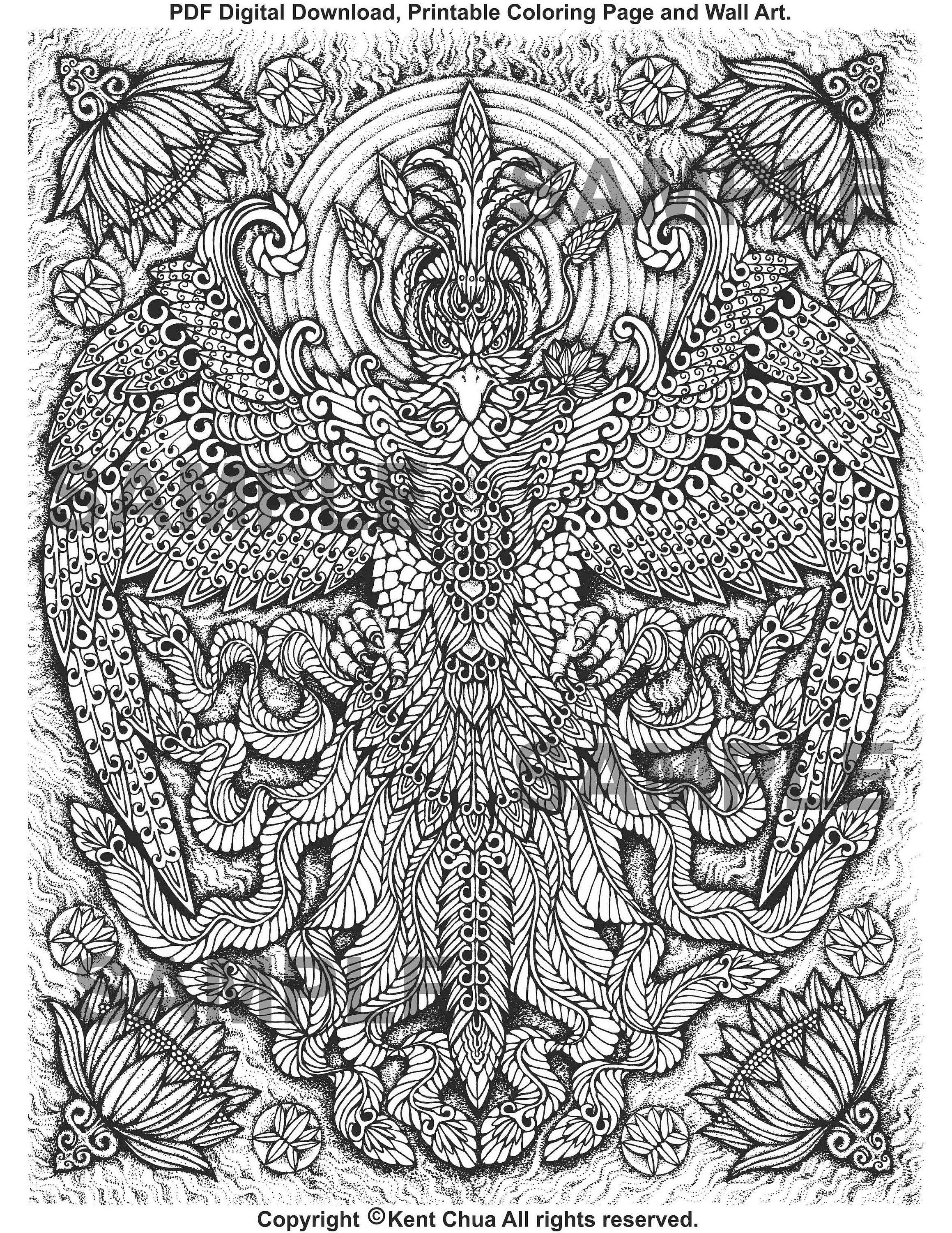 Digital Download Printable PDF Coloring Page Adult Etsy