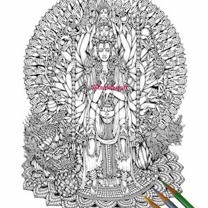 4 PDF Adult Coloring Pages-Black-Blue-Grey-Sepia-Instant Download-Printable Coloring Pages-PDF Coloring Pages-Bodhisattva-Lion-Kent Chua