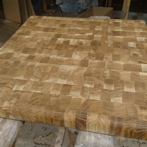 Tabla de cortar de veta final Tabla de cortar de madera de roble Tabla de carnicero de roble 450x450x50mm