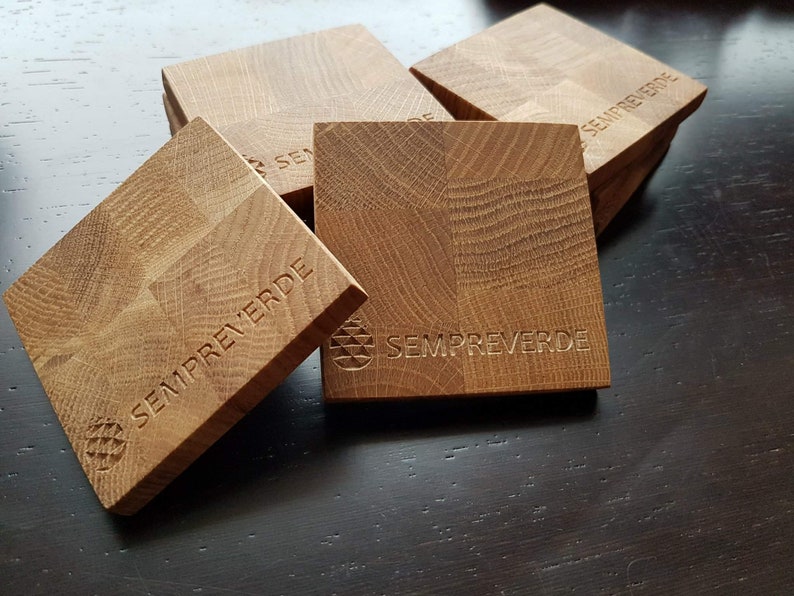 WITH Your LOGO Wooden pallets 6pcs, Square wooden coasters, table decor zdjęcie 3