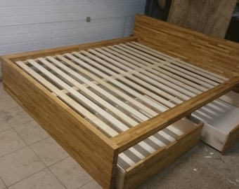 OSAKA-2 Solid wood OAK Bed with 4 boxes