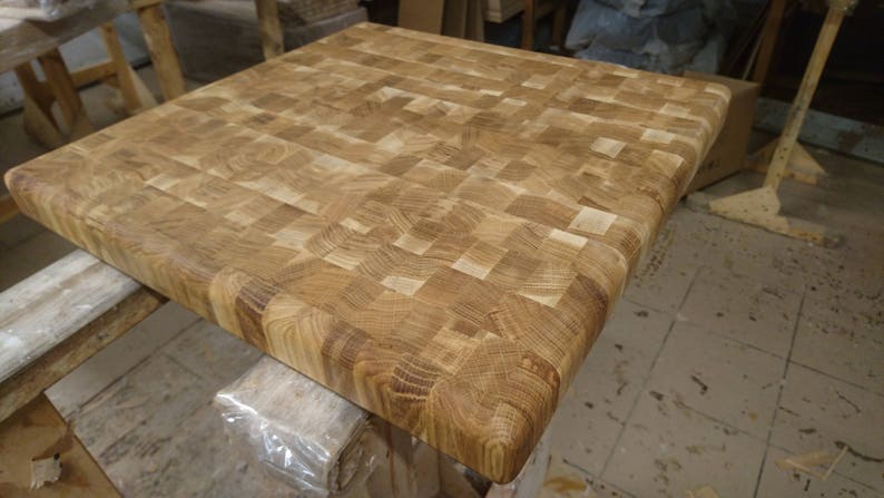 Chopping board End grain Chopping block Butcher block oak 450x450x50mm image 7