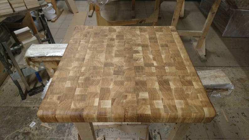 Chopping board End grain Chopping block Butcher block oak 450x450x50mm image 9