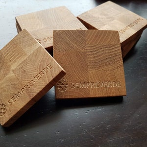 WITH Your LOGO Wooden pallets 6pcs, Square wooden coasters, table decor zdjęcie 8