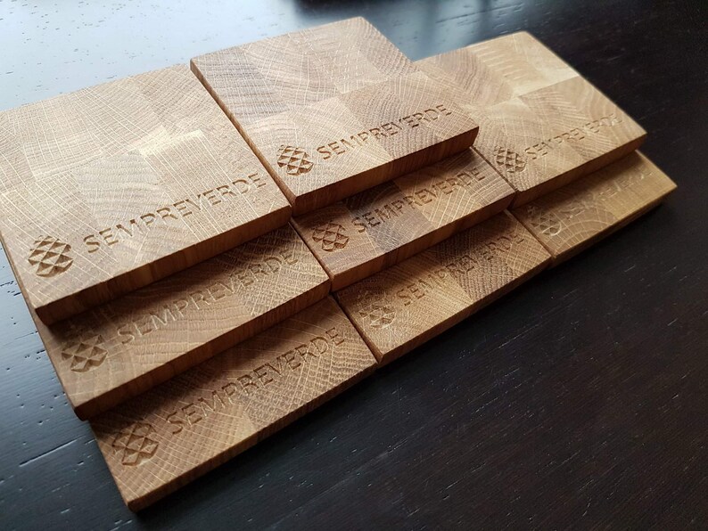 WITH Your LOGO Wooden pallets 6pcs, Square wooden coasters, table decor zdjęcie 9