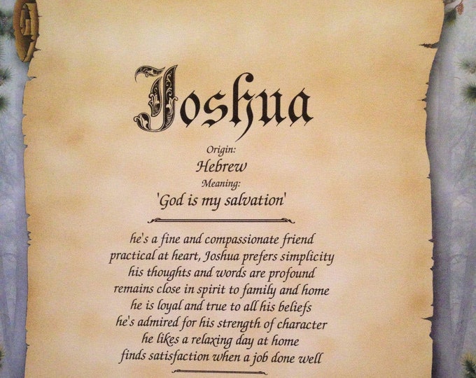 Joshua First Name Meaning Art Printpersonalized Name Meaning Art