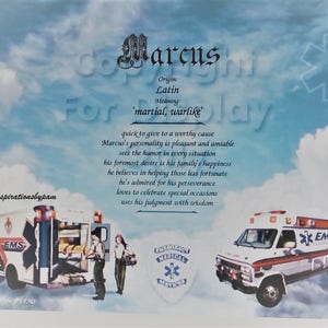 Personalized Name Meaning Art Print-First Name Meaning-8x10 Custom Name Print-Emergency Vehicle Art-Wall Art-Home Decor-Birthday-Graduation