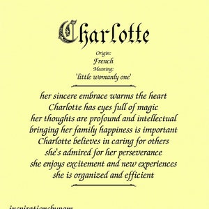 Nome personalizado significado arte impressão-nome Charlotte-qualquer nome-8x10 arte de parede-decoração de casa-aniversário-presente para ela-dia das mães-natal