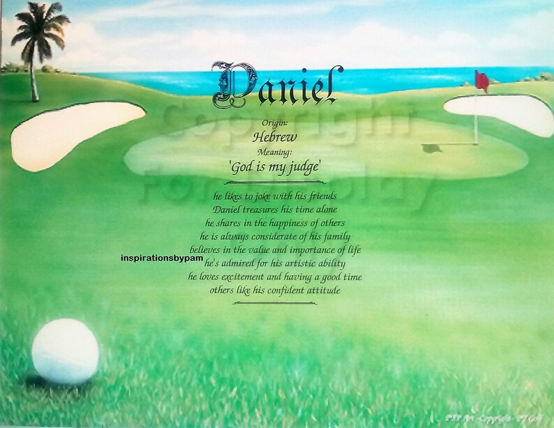 Daniel First Name Meaning Art PrintPersonalizedGolf Etsy