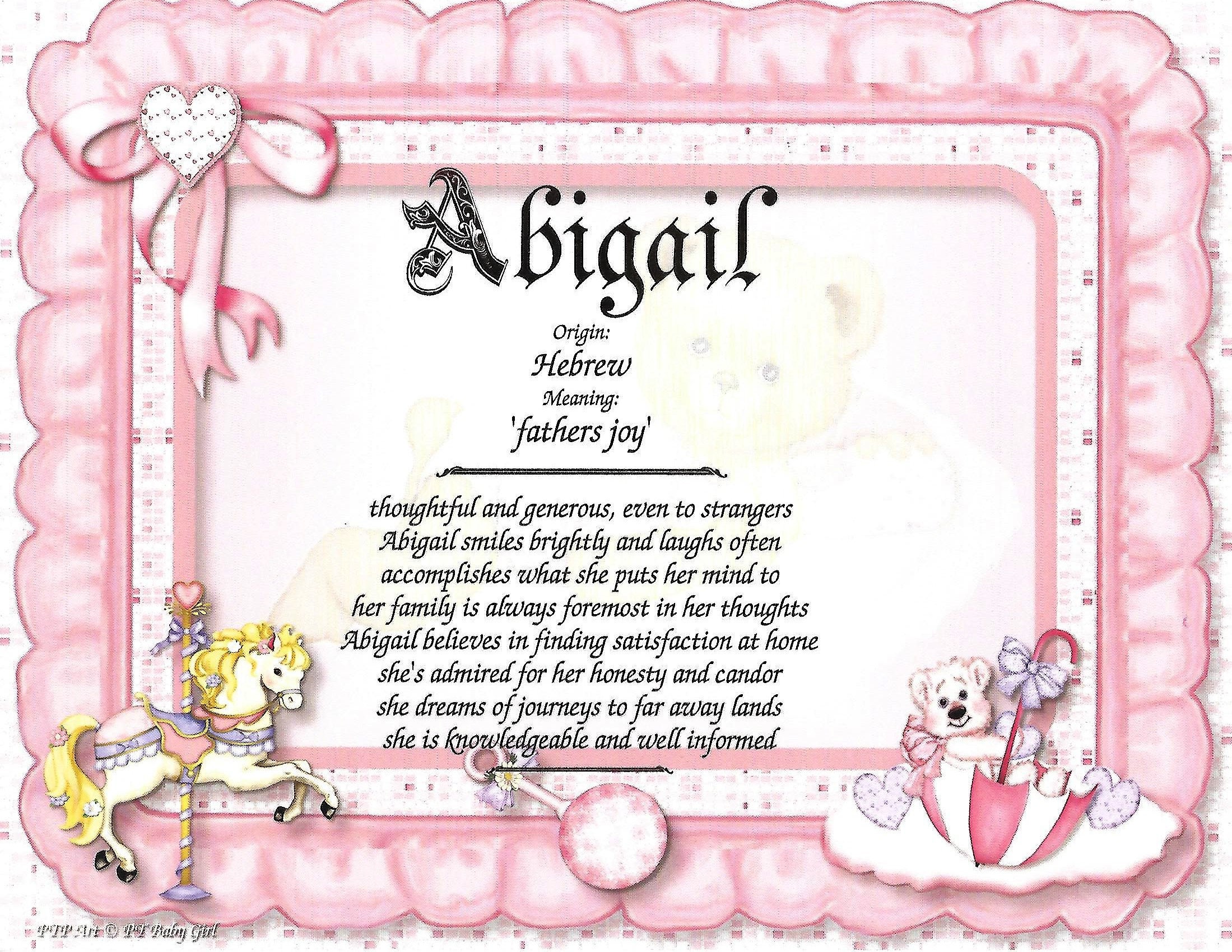 Abigail First Name Meaning Art PrintNewborn Personalized Etsy
