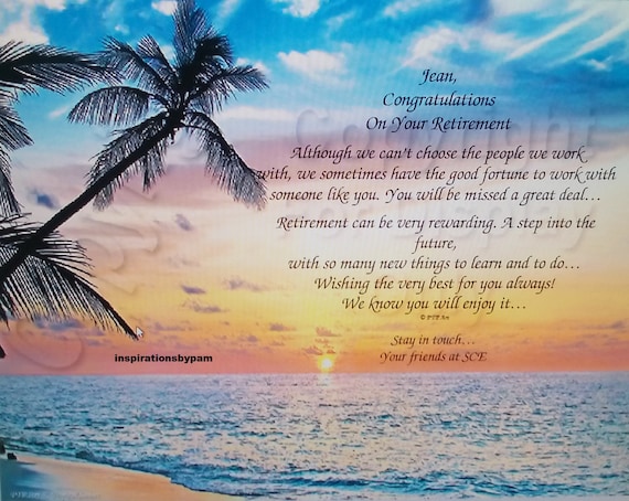 items similar to retirement personalized tropical sunset art print