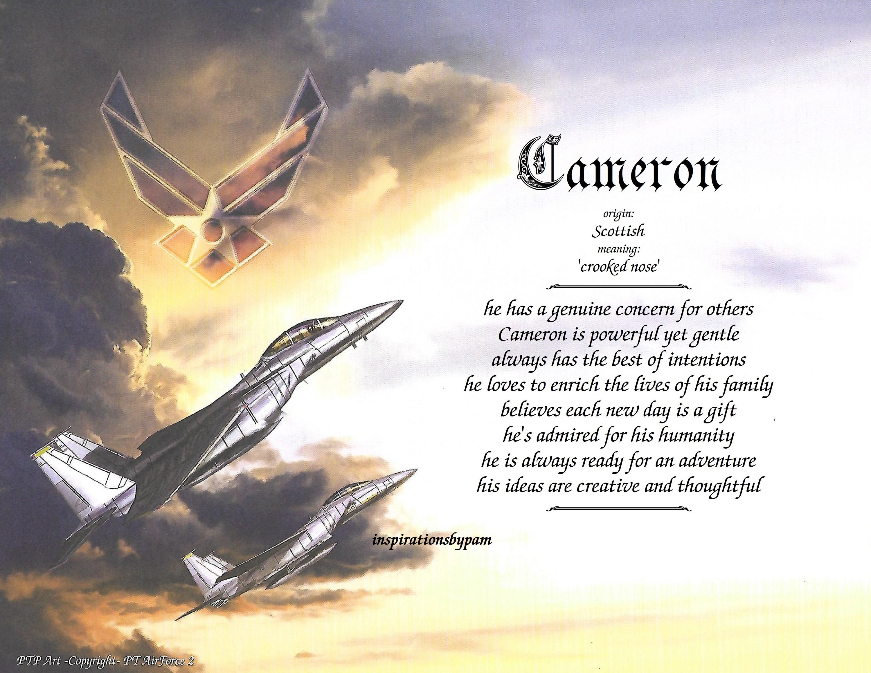 Personalized First Name Meaning Art PrintCameron NameAny Etsy