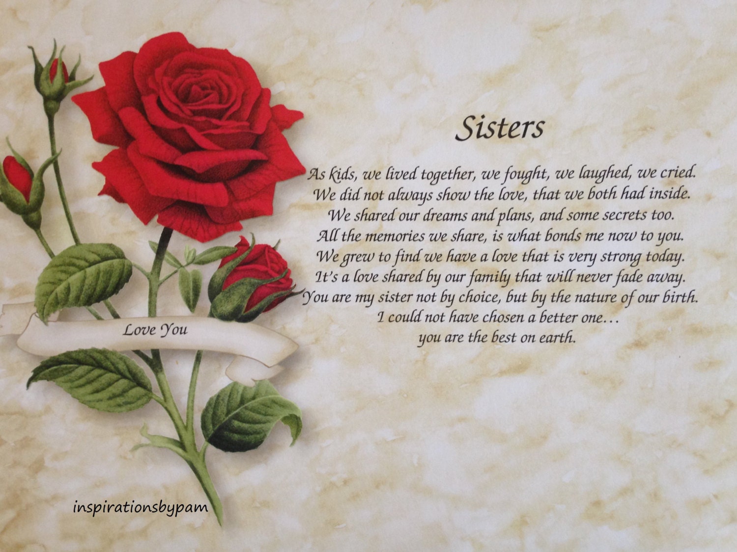 Mothers Day Poem For Sister Personalized Sisters Art Print With Inspirational Poem-Red | Etsy Denmark