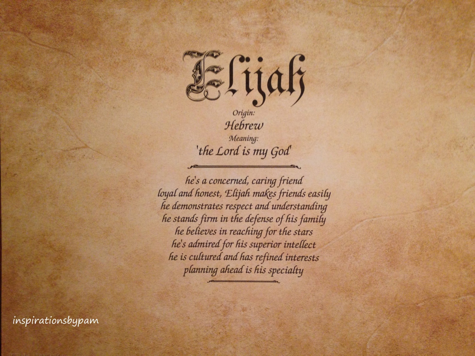 Elijah First Name Meaning Art Print Name Meaning Art Personalized Home