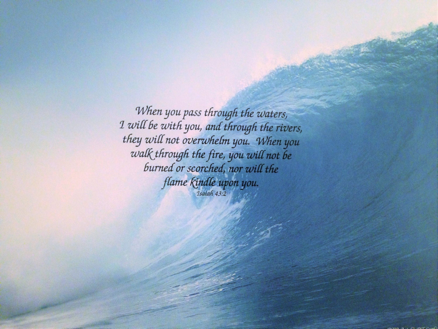 Scripture Art Print-Bible Verse-Isaiah 43:2 Art-Surfs Up 8x10 | Etsy