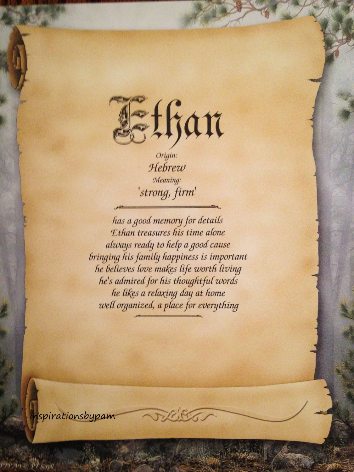 Ethan First Name Meaning Art PrintName Etsy