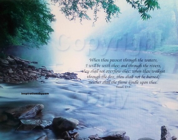 Ecriture Art Imprimer Verset Biblique Esaie 43 2 œuvres Dart Etsy France