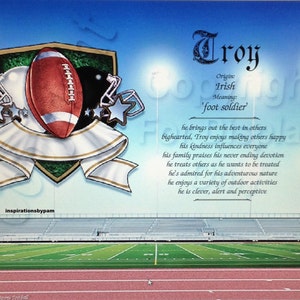 Troy Primeiro Nome Significado Arte Nome Impresso Significado Arte-Futebol Arte-Esportes-8x10-Origem Irlandesa-Decoração de Casa-Aniversário-Graduação-Presente para Ele