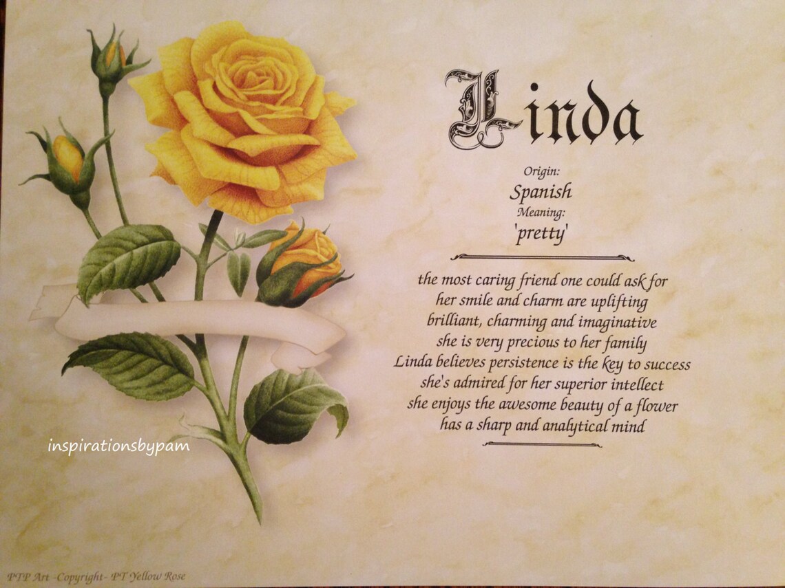 Linda First Name Meaning Art Print8x10 ArtName Meaning Etsy