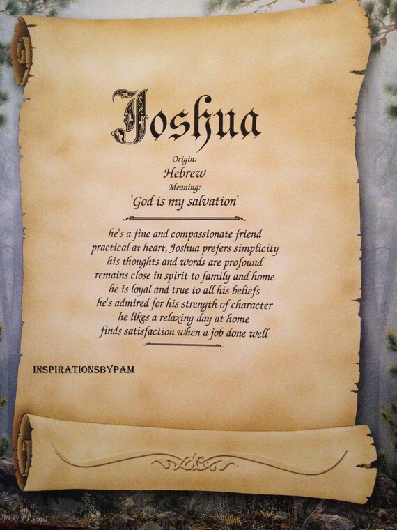 Joshua First Name Meaning Art Print Personalized Name Meaning Etsy