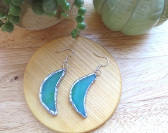 Stained glass blue moon earings