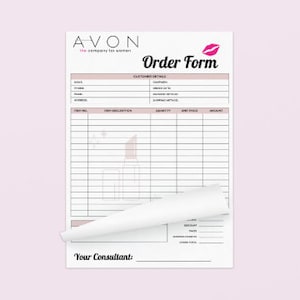 AVON Różowy formularz zamówienia + szablon śledzenia zamówień, AVON Wydrukowany formularz zamówienia + śledzenie zamówień, Zamówienie zakupu i szablon śledzenia zamówień