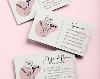Hairdresser Business Cards, Personalized Hair stylist Business Card, Printable Business Cards for Hairdressers, Custom Business Cards