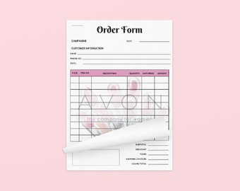 AVON Pink Order Form + Order Tracker Template , AVON Printable Order Form + Order Tracker, Purchase Order and Order Tracking Template