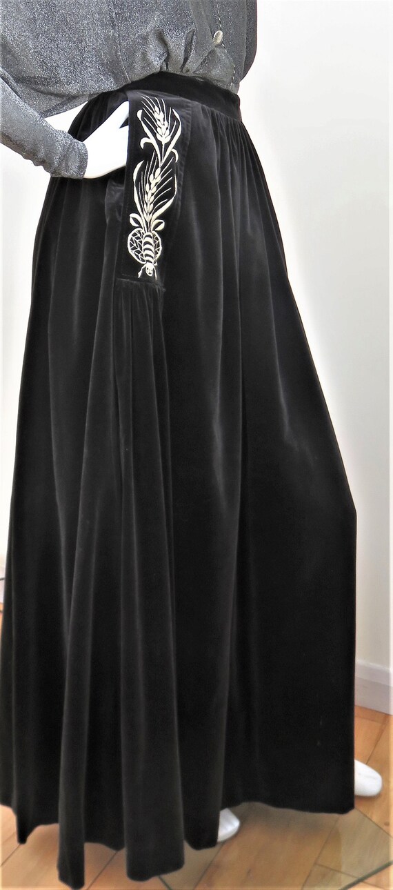 Bill Gibb 70's Black Velvet Maxi Skirt - Signature