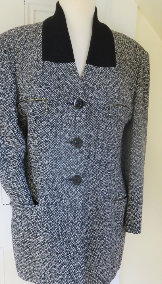 Escada Margaretha Ley Long Line Boucle Jacket Wool Blend | Etsy