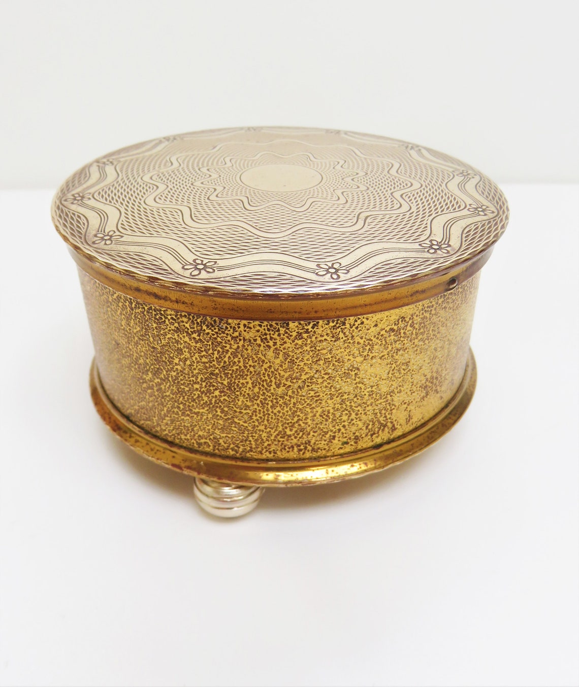 Vintage Brass Musical Powder Box Made in Great Britain Etsy